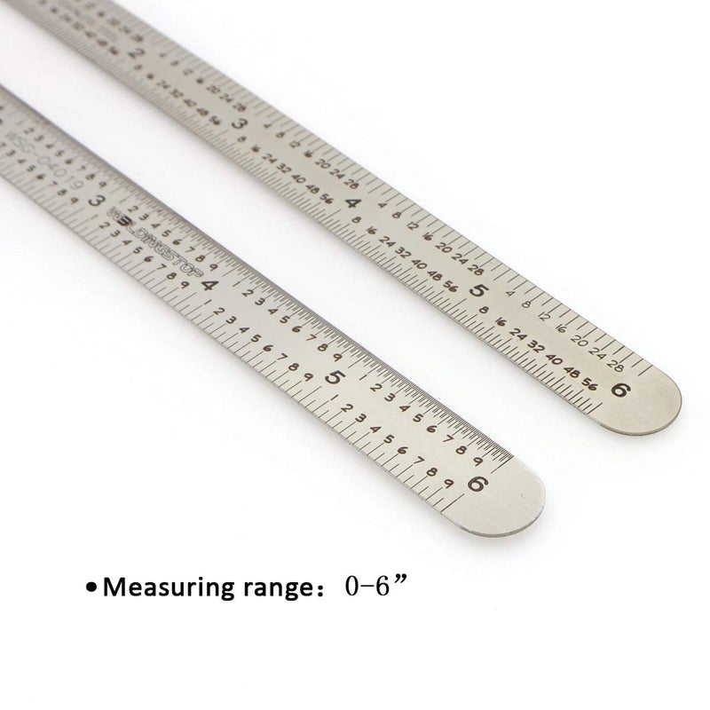 WeldingStop 6 in Machinist Ruler Scale 5R 10ths 1/100 1/32 1/64 Graduation Flexible Decimal Inch Steel Rule - Image 3